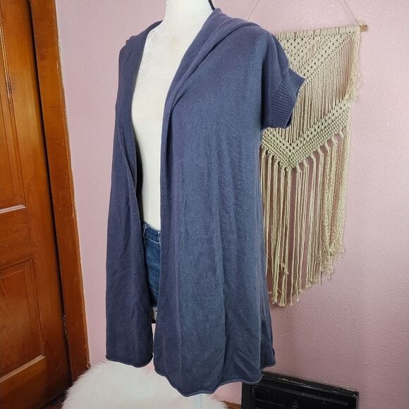 Eileen Fisher | Open-Front Silk Cashmere Hooded Sweater Small - Picture 1 of 8